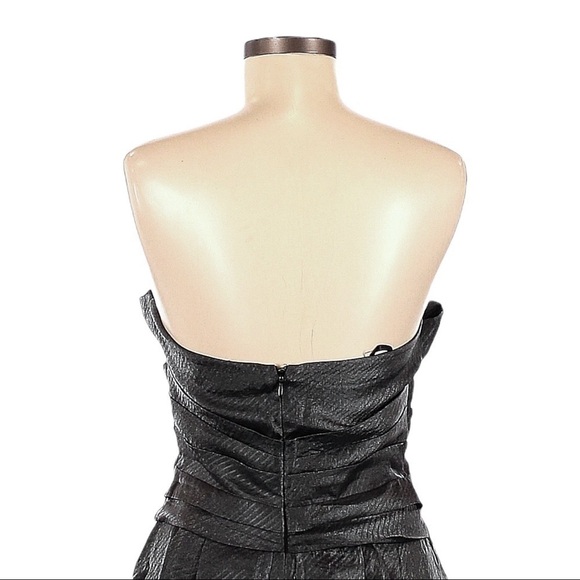 BCBGeneration Slate Gray Shiny Strapless Prom Pleated Cocktail Mini Dress Size 6 - Picture 5 of 10